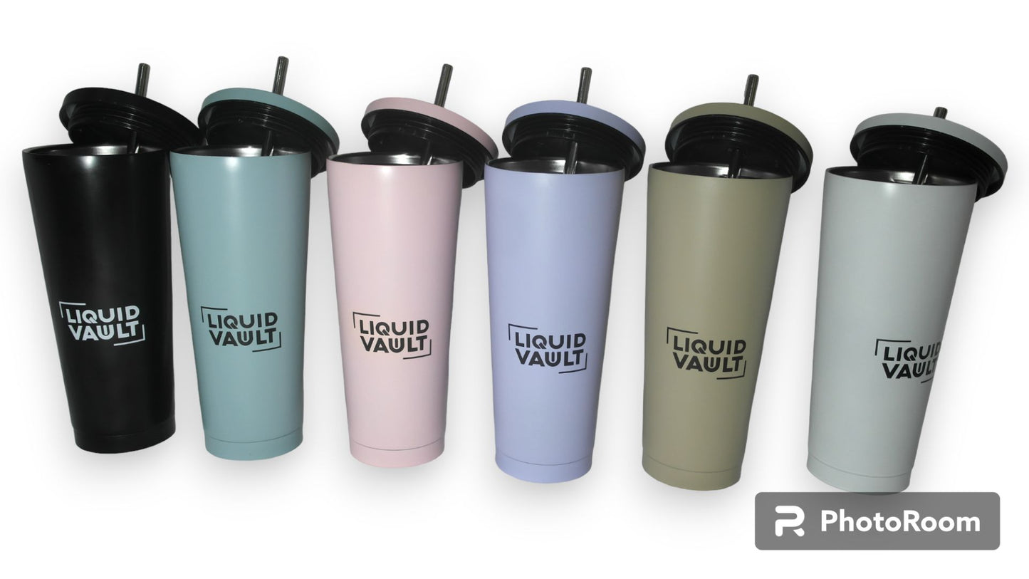 LIQUIDVAULT Stainless Steel Tumbler with Straw and Lid - Vacuum Insulated Coffee Cup-Travel Mug for Hot and Cold Beverages - BPA-Free, Spill-Proof - Simple Modern Tumbler 500/750ml