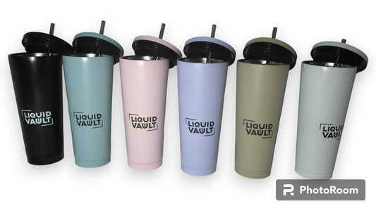 LIQUIDVAULT Stainless Steel Tumbler with Straw and Lid - Vacuum Insulated Coffee Cup-Travel Mug for Hot and Cold Beverages - BPA-Free, Spill-Proof - Simple Modern Tumbler 500/750ml